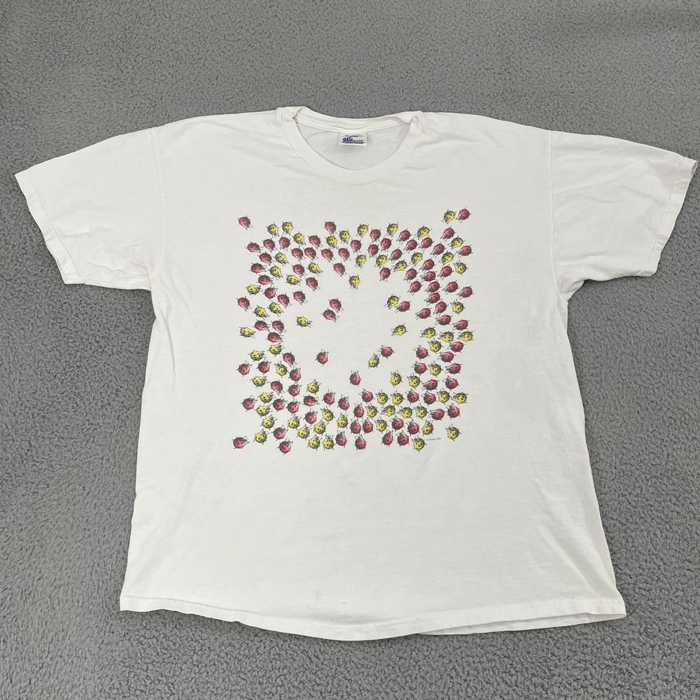 Vintage‎ 90s Human-i-Tees Ladybugs Shirt Men XL Peace Sign Double Sided Tee
